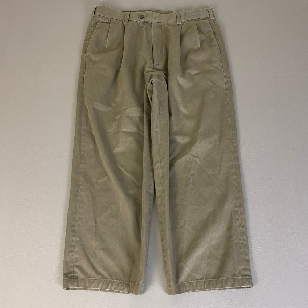 Natural Issue Pleated‎ Khaki Pants Men's Size 34x26 Beige Cotton Blend Trousers